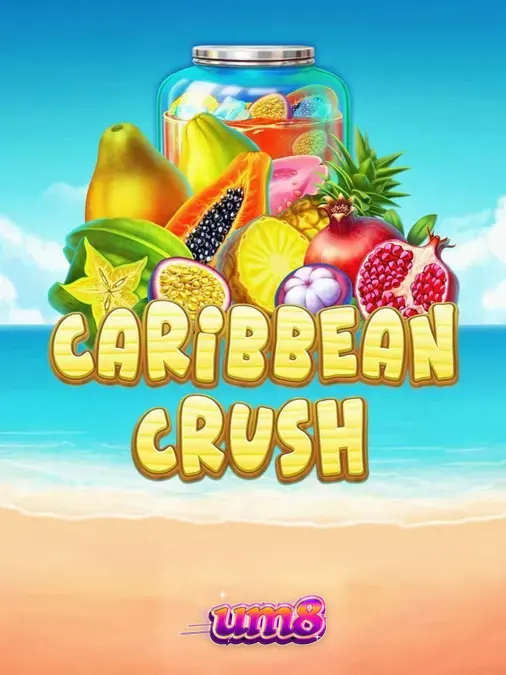 Interface colorida e tropical do jogo de slot Caribbean Crush