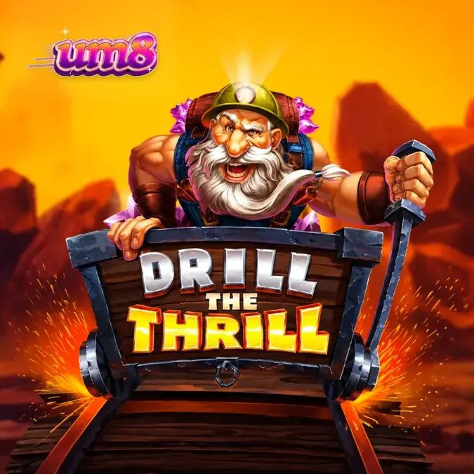 Mina subterrânea com símbolos de pedras preciosas e ferramentas de mineração no slot Drill the Thrill